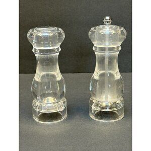 Mr Dudley Lucite Acrylic Salt and Pepper Mill Grinder Shaker Clear Mid Century